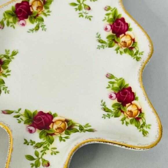Royal Albert Old Country Roses Christmas Tree Shaped Plate/Candy Dish 7x5" Very - Picture 5 of 6